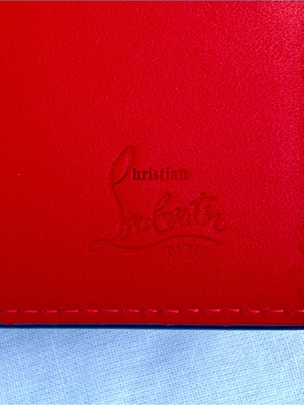 CHRISTIAN LOUBOUTIN FUNKY GREY LEATHER STUDDED BIFOLD WALLET RED INTERIOR NEW